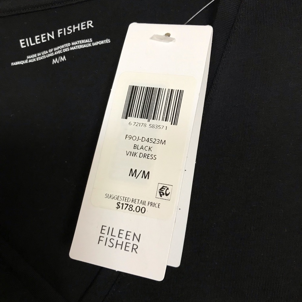 Eileen Fisher NWT Organic Cotton Jersey V- neck dress - M - Picture 6 of 6
